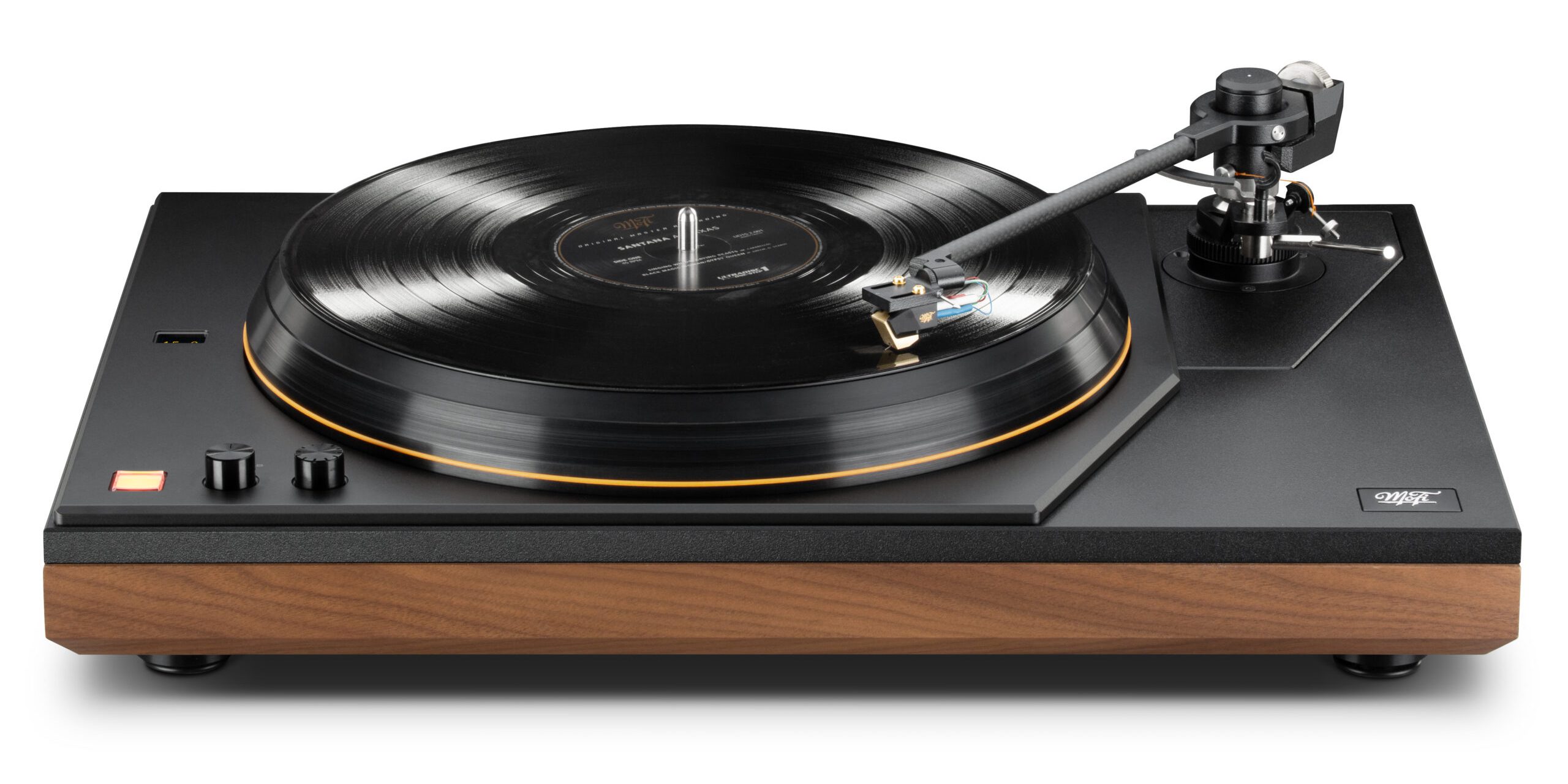 MoFi_MasterDeck_Turntable_Walnut_Front_Record