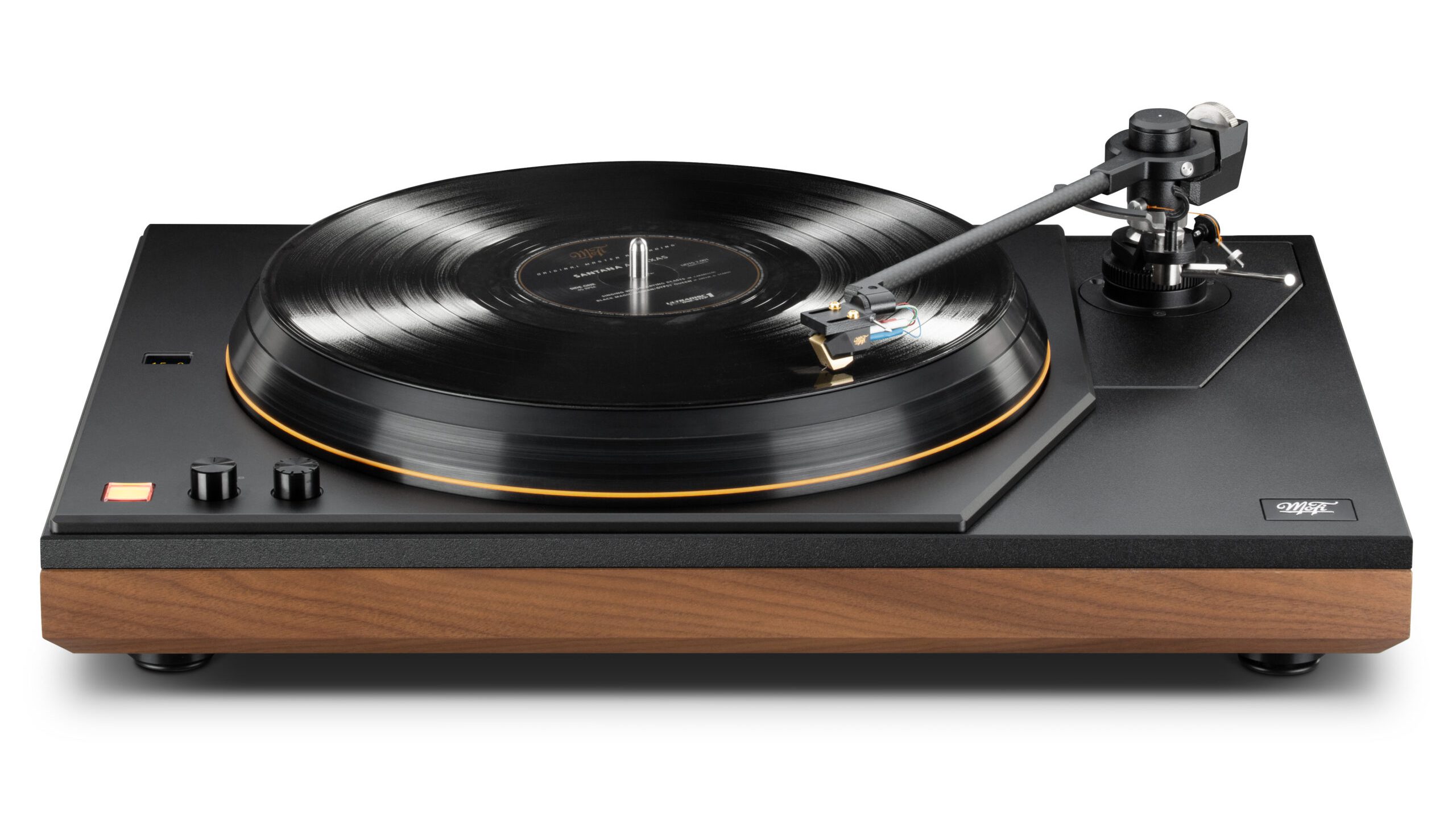 MoFi_MasterDeck_Turntable_Walnut_Front_Record